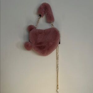 Plush Pink Heart-Shaped Handbag
